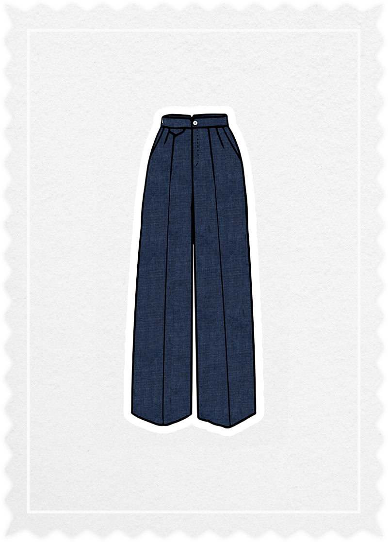 Herringbone Linen 'Carlotta Pants'