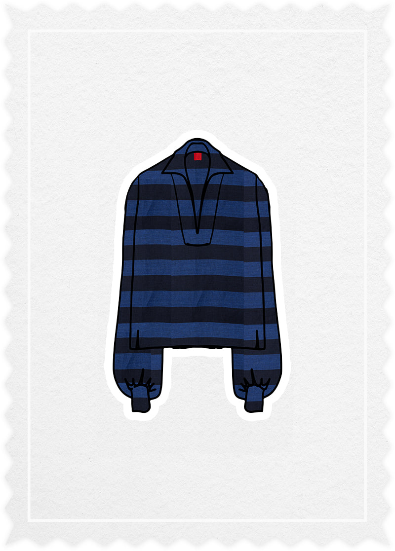 Striped Linen 'Polo Blouse'