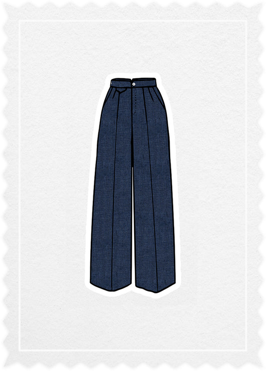 Herringbone Linen 'Carlotta Pants'