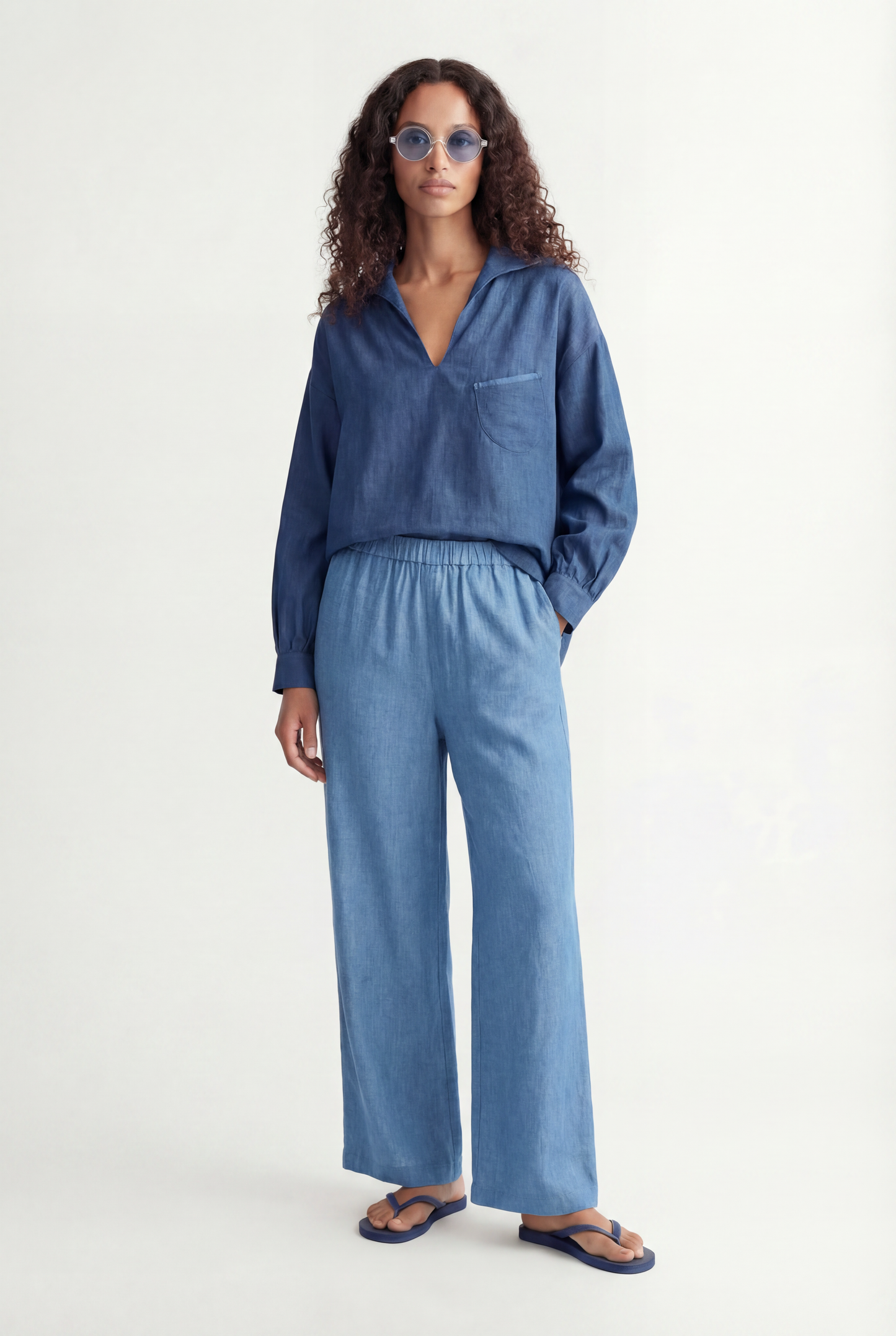 Linen 'Polo Blouse'