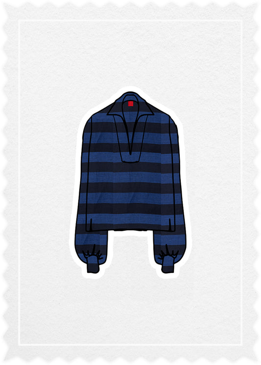 Striped Linen 'Polo Blouse'