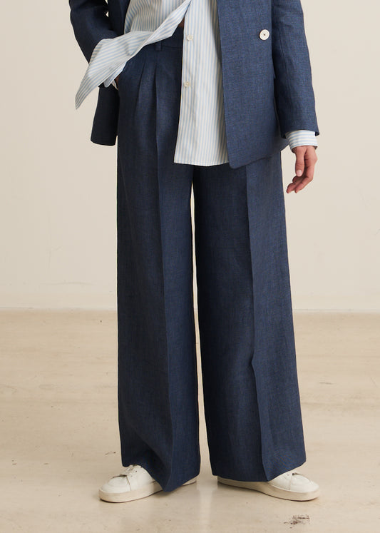 Herringbone Linen 'Carlotta Pants'